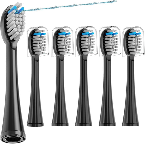 Toothbrush Replacement Heads, 6 Pcs Compatible with Waterpik Sonic Fusion SF01 SF02 / Sonic Fusion 2.0 SF03 SF04, Black