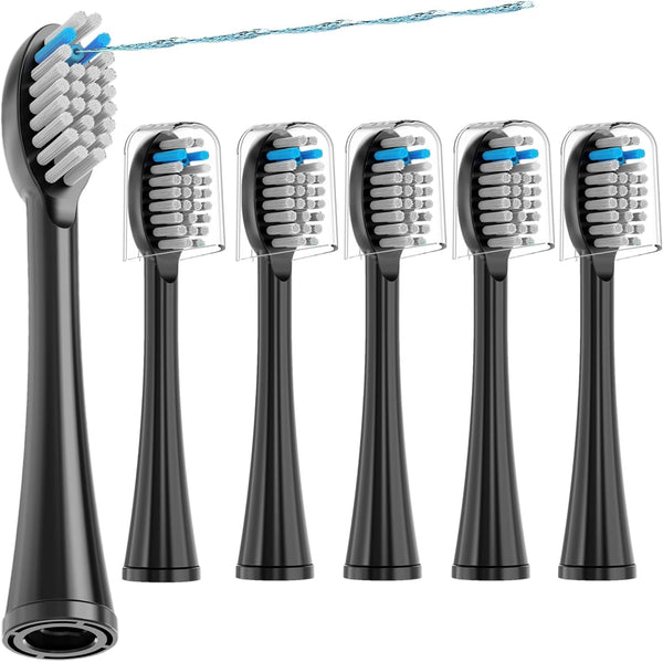 Toothbrush Replacement Heads, 6 Pcs Compatible with Waterpik Sonic Fusion SF01 SF02 / Sonic Fusion 2.0 SF03 SF04, Black
