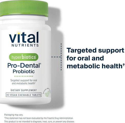 Hyperbiotics Vital Nutrients Pro Dental Probiotic, Clinically Studied BLIS K12 and M18, 45 Mint Tablets