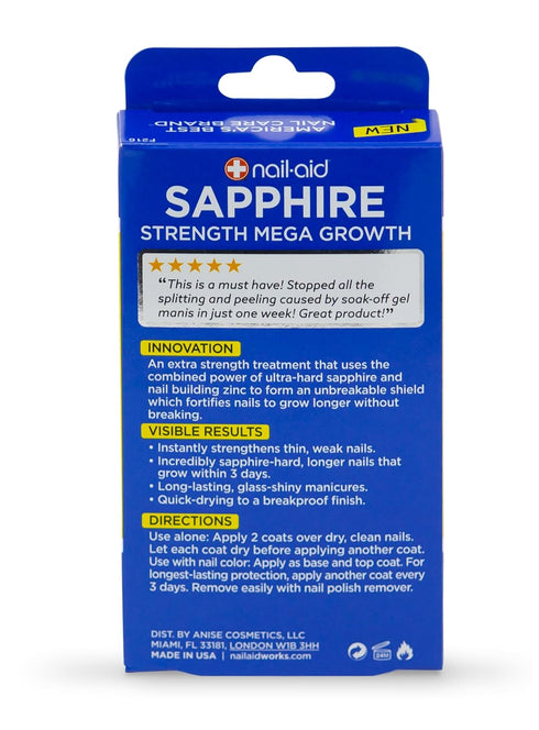 Nail-Aid Sapphire Strengthener & Mega Growth Treatment, Clear, 0.55 Fl Oz