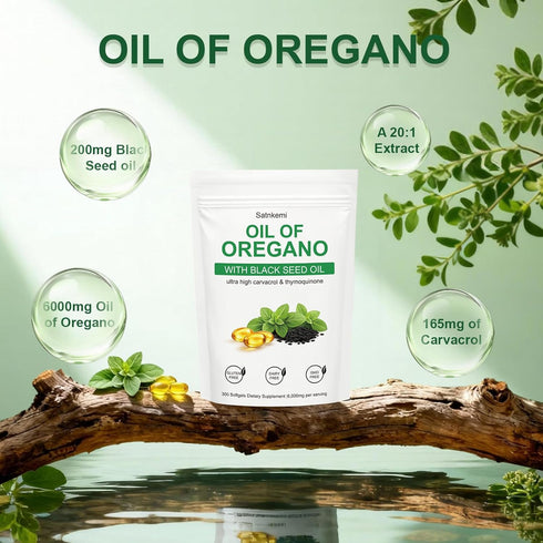 Satnkemi 4X 2-in-1 Immune 300 Oil of Oregano with Black Seed Oil Softgels | Strength Carvacrol & Thymoquinone| Formula