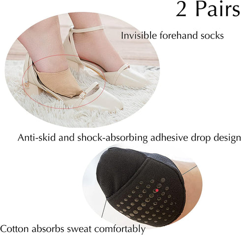 Ball of Foot Cushion Socks Non-Slip Pain Relief Toe Topper Socks, Seamless Half Forefoot Socks