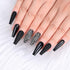 Kikmoya Extra Long Coffin Press on Nails, 24pcs Crystal Luxury Nails with Grey Black Rhinestones, Glossy Tips