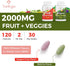 2000 MG Fruits and Vegetables Supplements - 120 Tablets, Natural Balance Over 35+ Whole Food Superfoods