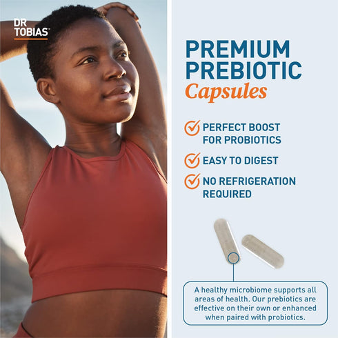 Dr. Tobias Prebiotics, Supports Digestion & Gut Health, Vegan & Non-GMO Supplements for Men and Women, 60 Capsules