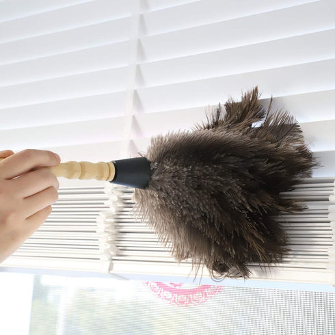Natural Gray Ostrich Feather Duster, 2 Packs, Smart and Soft Cleaner for Blinds, Kitchen, Office