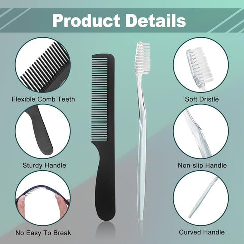 50pcs Disposable Toothbrushes with Toothpaste and Comb Floss - 4-in-1 Bulk Kit for Homeless & Hotel Use