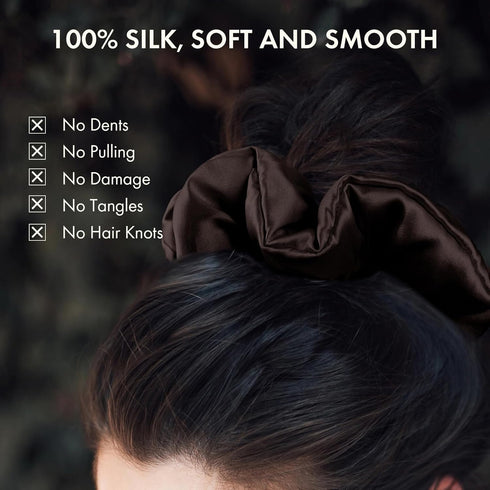 LILYSILK Giant Silk Scrunchies, 100% Silk Filled Hair Holder for Women, Elastic Large Hair Tie for Breakage Prevention