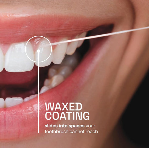 REACH Waxed Dental Floss, Unflavored, 6 Pack, 55 yd, Deep Cleaning Teeth, PFAS Free