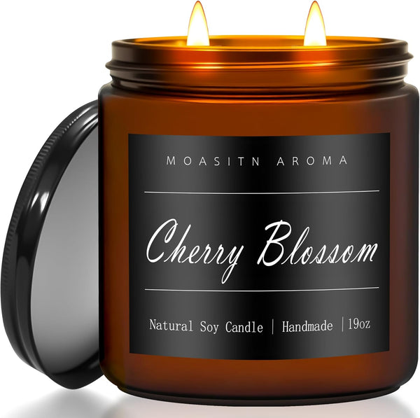 MOASITN Cherry Blossom Large Heavenly Scented Candles for Home|19oz 100h Long Lasting