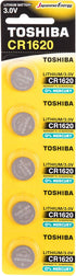 CR1620 3V Lithium Coin Cell Battery, Toshiba, Pack of 5