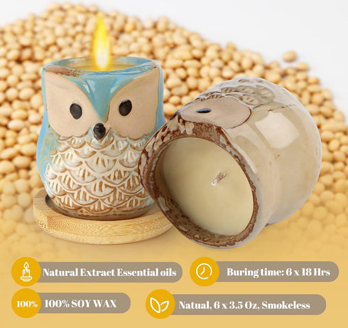 Kinforse 6 Pack Scented Candles Birthday Gifts for Women, Owl Gifts for Women, Novelty Owl Aromatherapy Candle Bulk