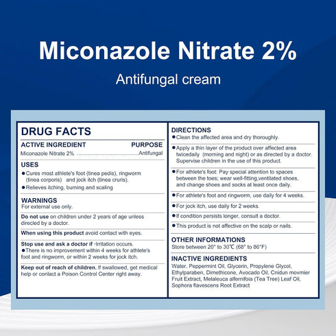 Kerova 2% (3.5 Antifungal Cream for Jock Itch, Athletes Foot & Ringworm - Miconazole Nitrate Cream for Humans Skin