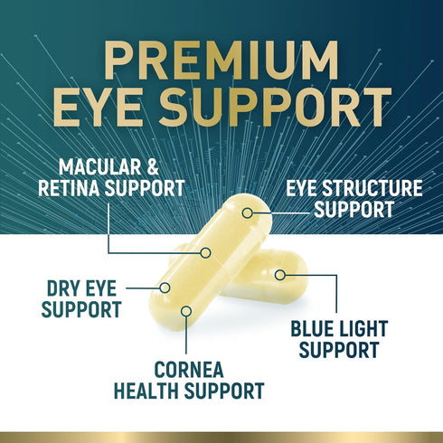 Eye Vitamins & Mineral Supplement, 120 Capsules, Lutein, Zeaxanthin, Bilberry & Zinc for Eye Strain & Vision Health