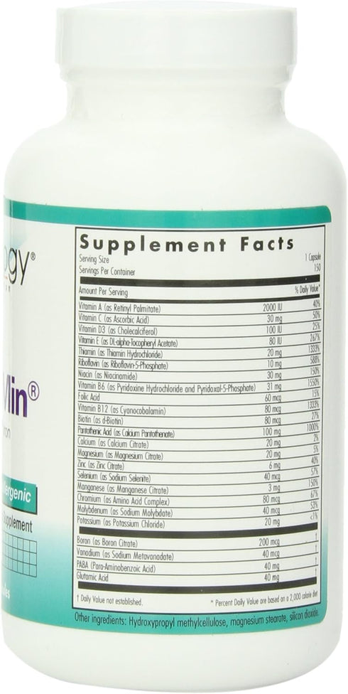 Nutricology Multi-Vi-Min Without Copper & Iron, Multivitamin for Men & Women, 150 Count