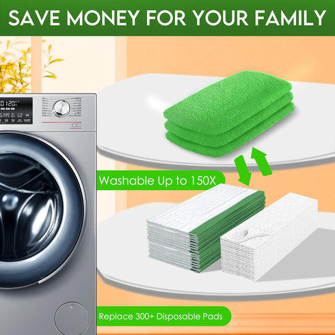 Reusable Microfiber Mop Pads for Swiffer Sweeper Mop, Dry Sweeping & Wet Mopping Cloths, 4 Pack (Mop Not Included)