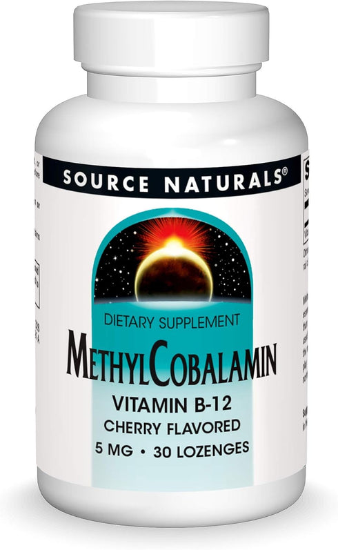 Methylcobalamin Vitamin B-12 5mg, Source Naturals, Cherry Flavored, 30 Lozenges