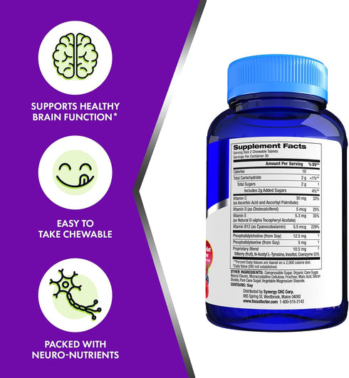 Focus Factor Kids Complete Daily Chewable Vitamins, Multivitamin & Neuro Nutrient, 60 Count