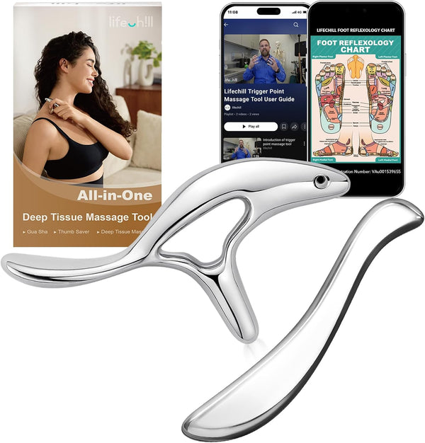 lifechill Metal Massage kit,Stainless Steel Body gua sha Tool,Pressure Point Trigger Point