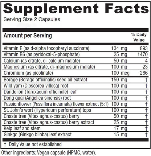 Vitanica Women's Phase I Premenstrual Support, Vegan, 60 Capsules