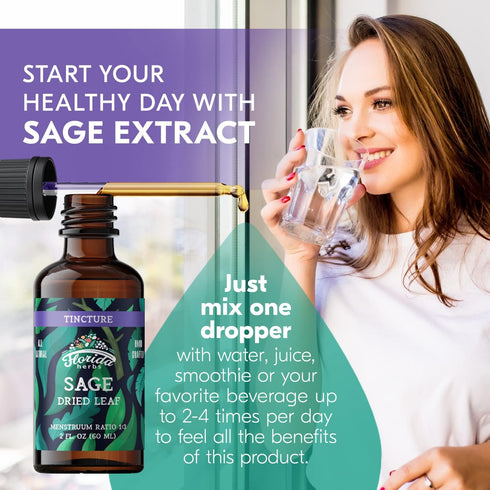 Sage Extract – Natural Dried Sage Supplement – Organic Sage Herb (Salvia officinalis) – 2 oz, Non-GMO
