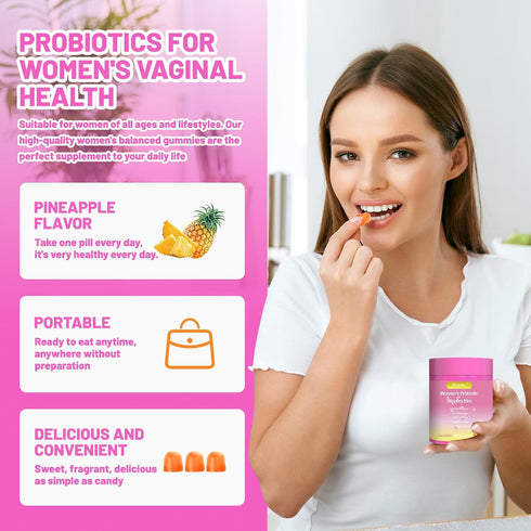 Gummies Immune Gummies, 60 Count Her Juicy Feminine Probiotics for pH Balance - Slippery Elm, Lactobacillus Blend - Gut