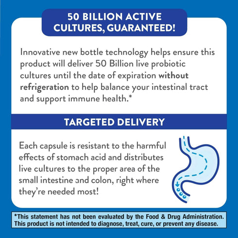 Nature's Way Extra Strength Fortify Probiotic, 50 Billion Live Cultures, Digestive and Immune Health Support, 30