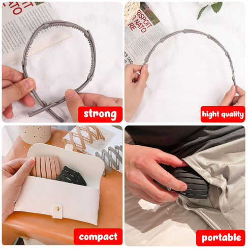 KesaPlan 6PCS Retractable Pocket Hair Band, Spring Wavy Foldable Headband for Women, Compact Hair Accessories