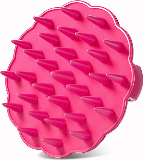 Scalp Massager Hair Growth Scrubber with Silicone Bristles, Wet Dry Hair Care for Women and Men (Red)