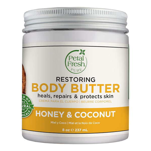 Petal Fresh Pure Restoring Body Butter, 8 Fl Oz, Heals & Protects Skin with Honey & Coconut Oil
