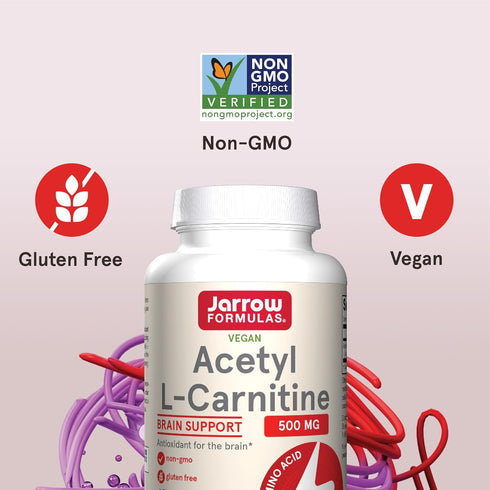 Jarrow Formulas Acetyl L-Carnitine 500mg, Dietary Supplement, 120 Veggie Capsules, Brain Health Support