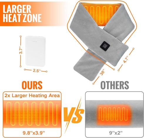 Heated Neck Wrap Scarf for Pain Relief, Neck Heating Pad with 5000mAh Power Bank, Cordless Electric Heated Neck Warmer