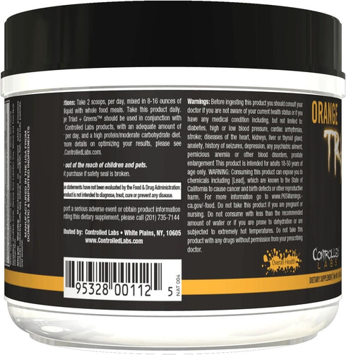 CONTROLLED LABS Orange Triad Plus Greens, 30 Servings, Iron Free Sports Supplement for Overall Health
