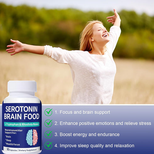 Smelling salts 1250mg 400mg 90 Serotonin Supplement - Serotonin Booster with L-Tryptophan & Rhodiola Rosea - Boost