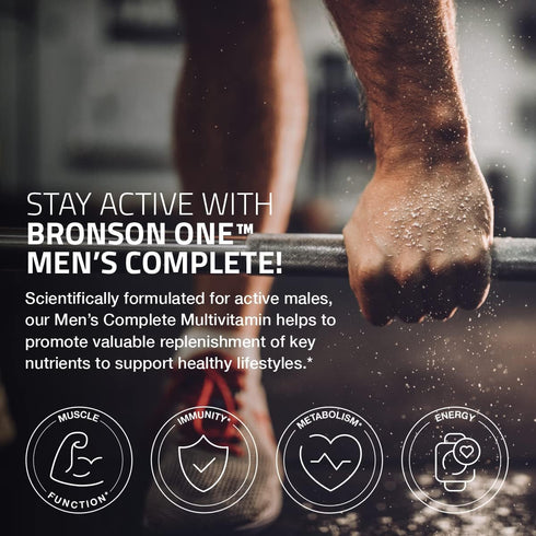 Bronson ONE Daily Men’s Complete Multivitamin, 180 Tablets, Multimineral Once-Daily Multi for Active Men