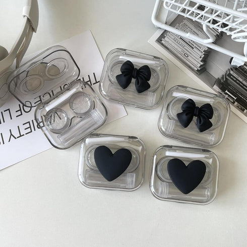 4 Pack 3D Design Cute Contact Lens Cases, Travel Eye Contacts Case Box Holder with Tweezers and Solution Bottle Kit