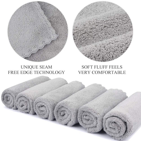 SUNLAND Microfiber Face Cloth, Reusable Makeup Remover Facial Cleansing Towel, 12inchx12inch, 6 Pack Grey
