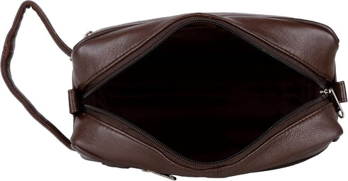 Liberty Leather Genuine Sheep Nappa Leather Toiletry Travel Bag, Bathroom Organizer with Multiple Compartments