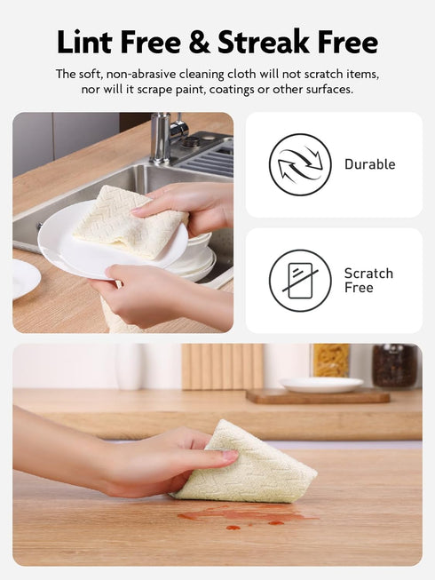Microfiber Cleaning Cloth Roll, 50 Pack, 12" x 16", Tear Away Towels, Reusable Washable Rags (Beige Ripple)