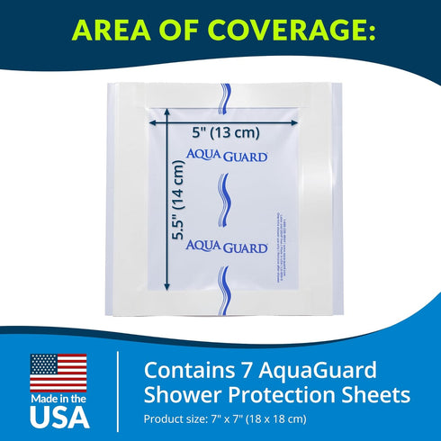 TIDI AquaGuard Sheet – 7” x 7” – Self-Adhesive Moisture Barrier, Shower Protection Sheet, 7 Sheets Per Package