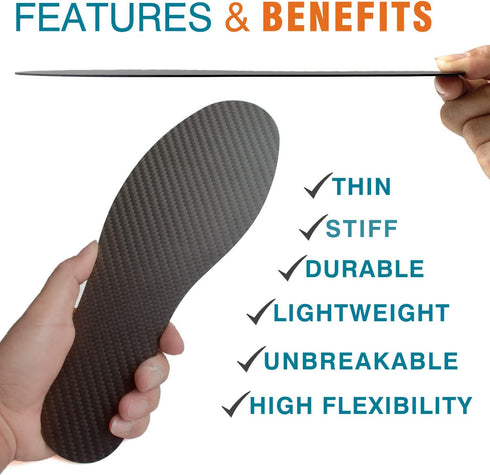 1 Pair Carbon Fiber Insole for Turf Toe, Morton Toe, Foot Fractures, Arthritis, Hallux Rigidus, Rigid Orthotic Inserts