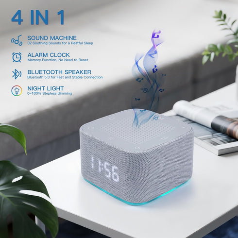 PLJVOYK White Noise Machine, Sound Machine, Alarm Clock,Travel Sound Machine,Sleep Night Lights Bluetooth App Control
