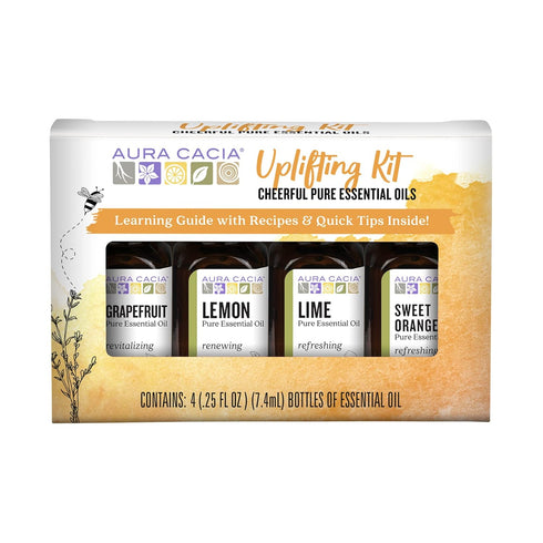 Aura Cacia Cheerful Essential Oils Uplifting Kit - 0.25 fl oz 4-Pack: Grapefruit, Lemon, Lime, Sweet Orange Oils