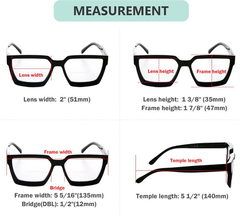 Eyekepper Bifocal Reading Glasses for Women - Stylish Bifocal Readers with Clear Lens Oversize Frame