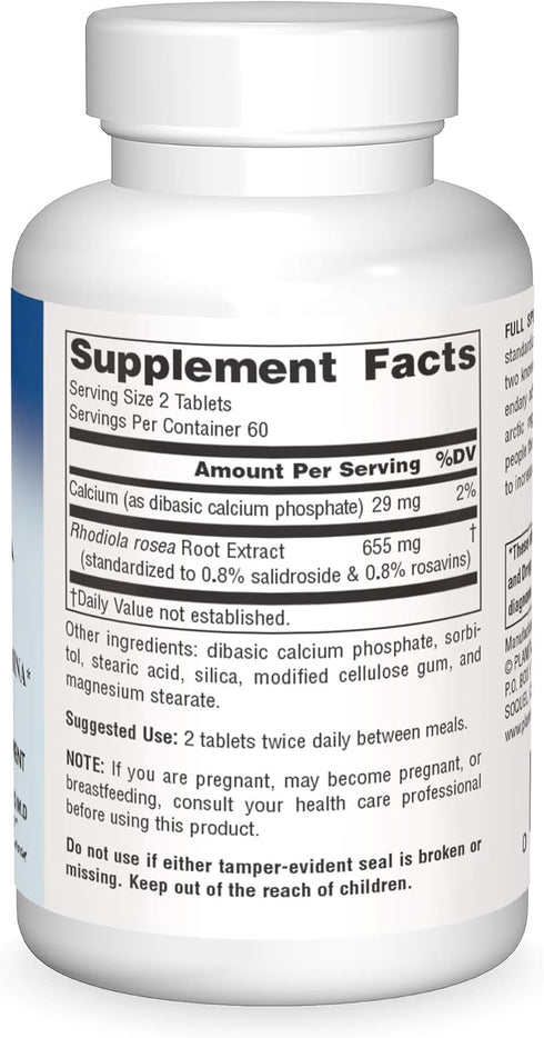 Planetary Herbals Rhodiola Rosea Extract, Full Spectrum 327mg, 120 Tablets