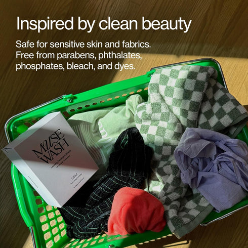 MUSEWASH Packaging (50 1 Laundry Detergent Sheets | Enzyme-Powered, Vegan, Paraben-Free | Luxury Scents | Plastic-Free