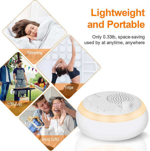 mmcrz 16 3 Portable Sleep Sound Machine for Baby Adult, Soothing Sound Noise Maker with Night Light, Travel White Noise