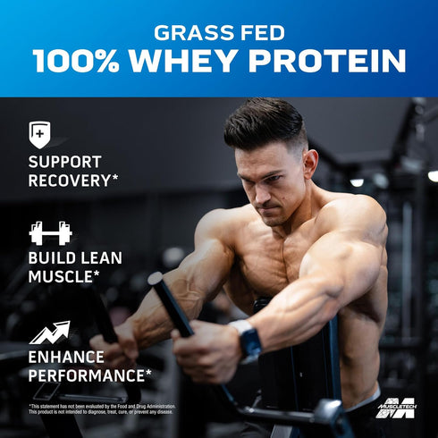 MuscleTech Grass Fed Whey Protein Powder - 20g Protein + 4.3g BCAA Deluxe Vanilla, 1.8 lbs - Hormone Free, Non-GMO,