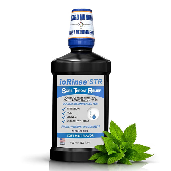 ioRinse STR (Sore Throat Relief) Professional Strength Gargle. Instantly soothes inflamed throats.