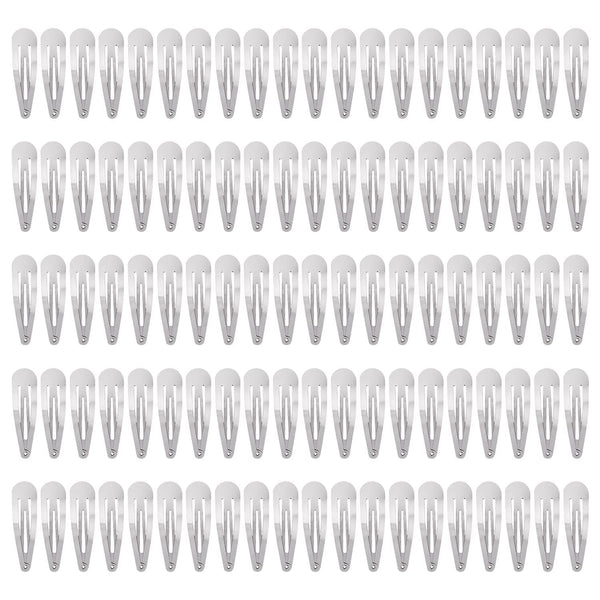 Lawie 100 Pack Snap Hair Clips - 2" Silver Metal Barrettes for Women and Girls, DIY Crafts Accessories